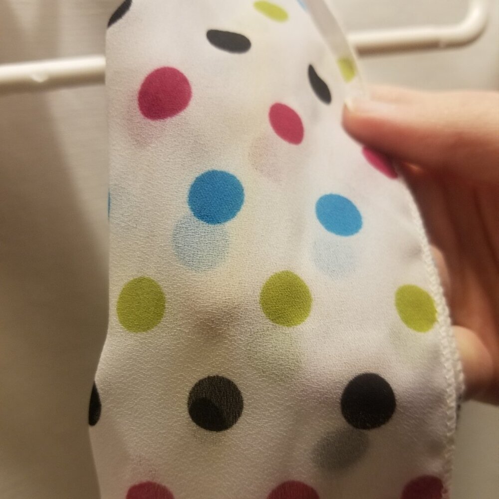 white polka dotted sheer scarf, VGUC - Picture 4 of 6